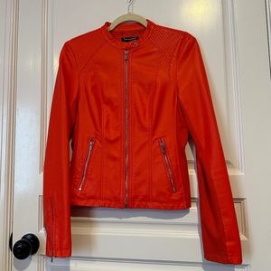 EXPRESS - Red Orange Faux Leather Jacket